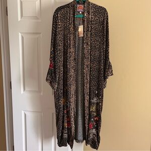 JOHNNY WAS KEONE LEOPARD VELVET KIMONO COAT
